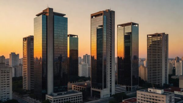 Skyline de São Paulo representando análise de elasticidade do cap rate ante variações na Selic