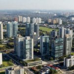 Edifícios residenciais modernos representando locação de imóveis e fundos imobiliários no Brasil