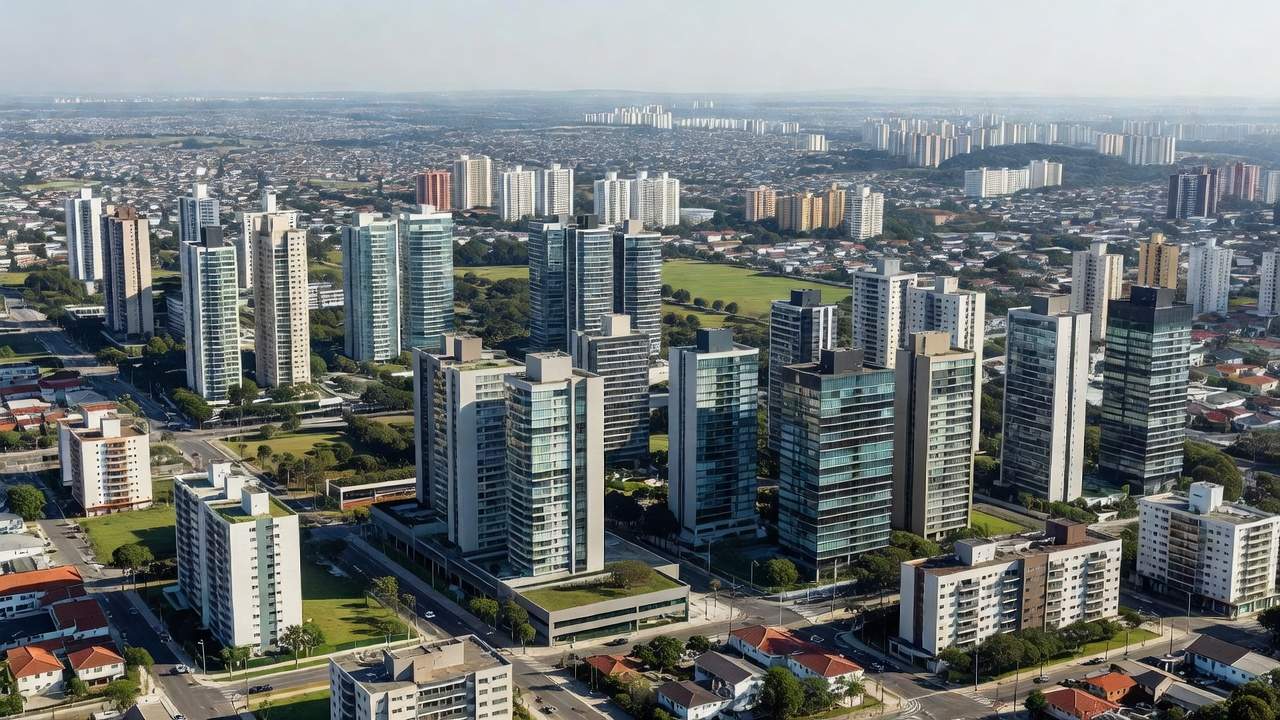 Edifícios residenciais modernos representando locação de imóveis e fundos imobiliários no Brasil
