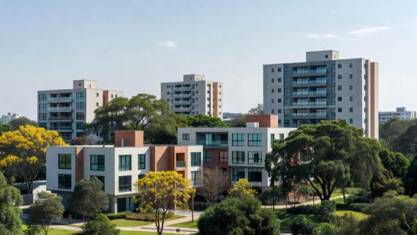 Edifícios residenciais modernos no Brasil simbolizando reinvestimento imobiliário