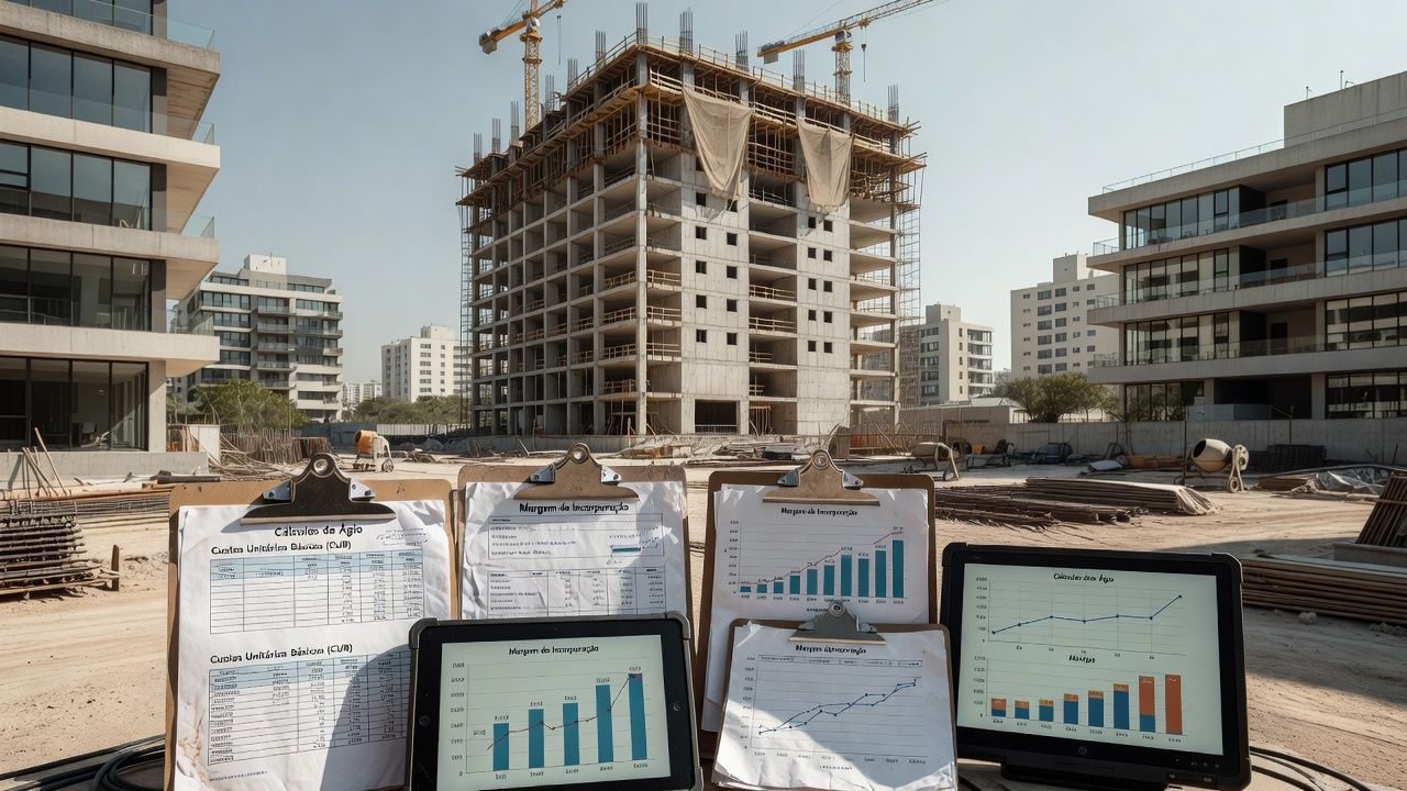 Cálculo de ágio e margem de incorporação com indicador CUB em projeto imobiliário brasileiro
