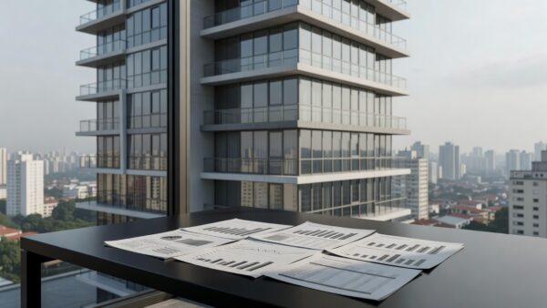 Edifício residencial em São Paulo com documentos de análise comparativa entre imóveis físicos e FII