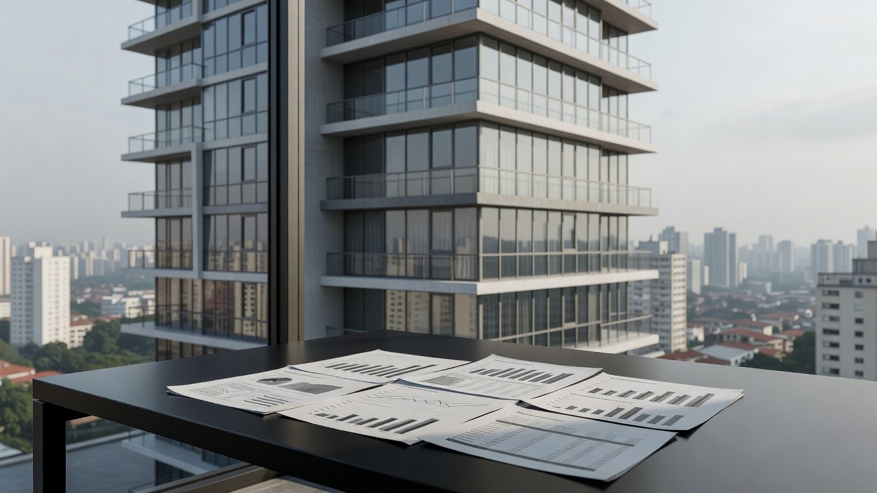Edifício residencial em São Paulo com documentos de análise comparativa entre imóveis físicos e FII