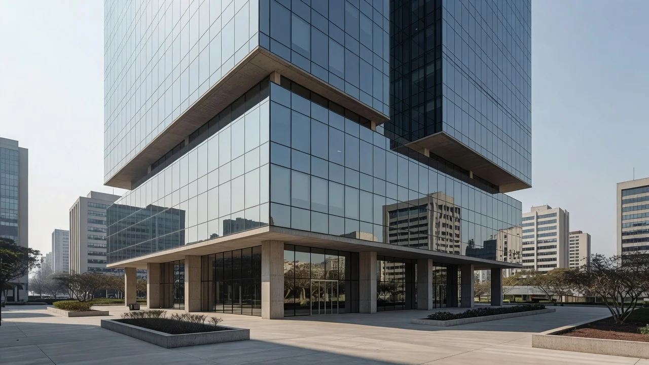 Edifício comercial moderno em São Paulo representando análise de break-even e ROI em imóveis