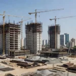 Canteiro de obras de incorporação imobiliária com análise de TIR e equity