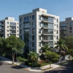 Edifícios residenciais brasileiros simbolizando crédito imobiliário e garantias
