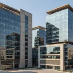 Edifícios comerciais modernos em São Paulo representando fundos imobiliários e pipeline de locação