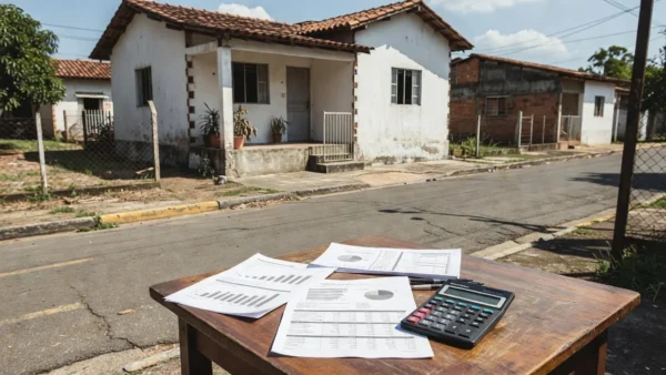 Casa residencial brasileira com documentos de financiamento imobiliário