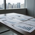 Documentos e gráficos de análise de risco em FIIs de papel com concentração setorial