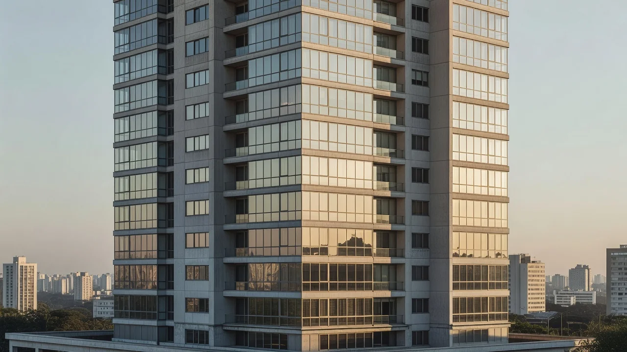 Edifício residencial moderno em São Paulo representando crescimento de equity multiple com reinvestimento de aluguéis