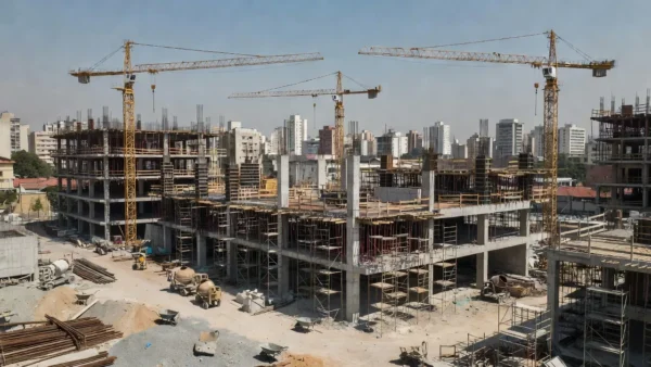 Canteiro de obras paralisado no Brasil reduzindo VPL do equity do incorporador
