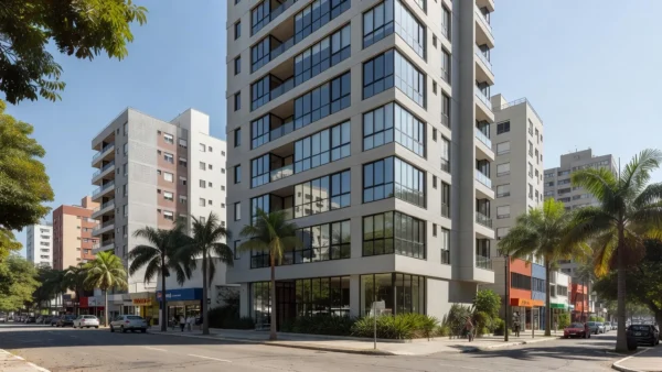 Edifício residencial moderno no Brasil para análise de ROI em imóveis alavancados