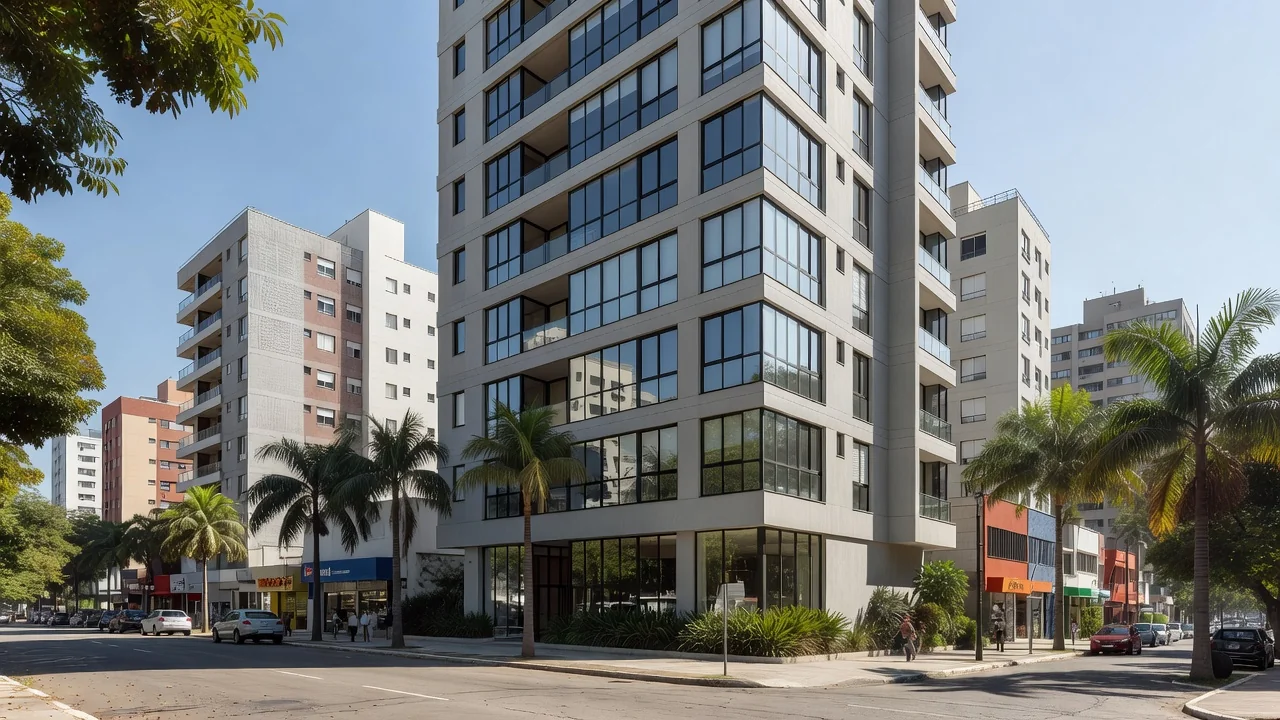Edifício residencial moderno no Brasil para análise de ROI em imóveis alavancados