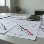 Gráficos e relatórios financeiros sobre risco de rollover em carteiras com vencimentos concentrados