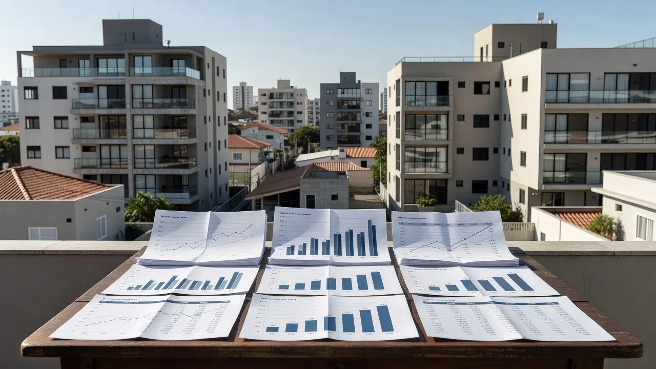 Edifícios residenciais brasileiros com documentos de análise financeira imobiliária