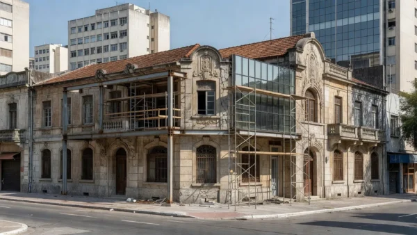Edifício em retrofit em São Paulo representando análise de cap rate ajustado por área privativa