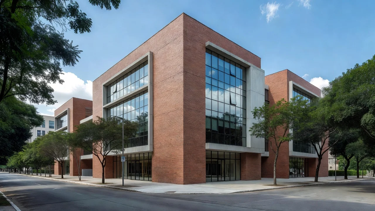 Edifício comercial de tijolo em São Paulo representando análise de FII e ROI
