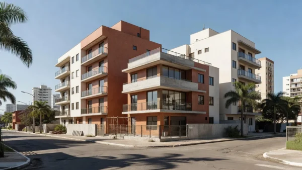 Complexo residencial moderno no Brasil sobre financiamento imobiliário