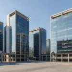Complexo de edifícios corporativos modernos em São Paulo representando FIIs e análise de P/VP
