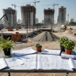 Canteiro de obras de lançamento imobiliário com análise de ponto de equilíbrio VGV