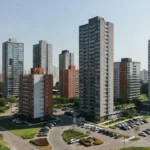 Condomínio residencial brasileiro com torres variadas para análise de yield e diluição