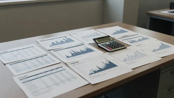 Documentos e gráficos de análise financeira sobre VPL de locação e volatilidade da Selic