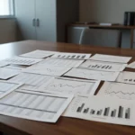 Documentos e gráficos de análise financeira sobre cap rate e risco de rollover em carteiras