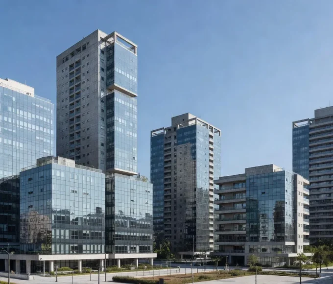 Edifícios modernos em São Paulo representando holdings imobiliárias e análise de IR sobre locação e venda de ativos.