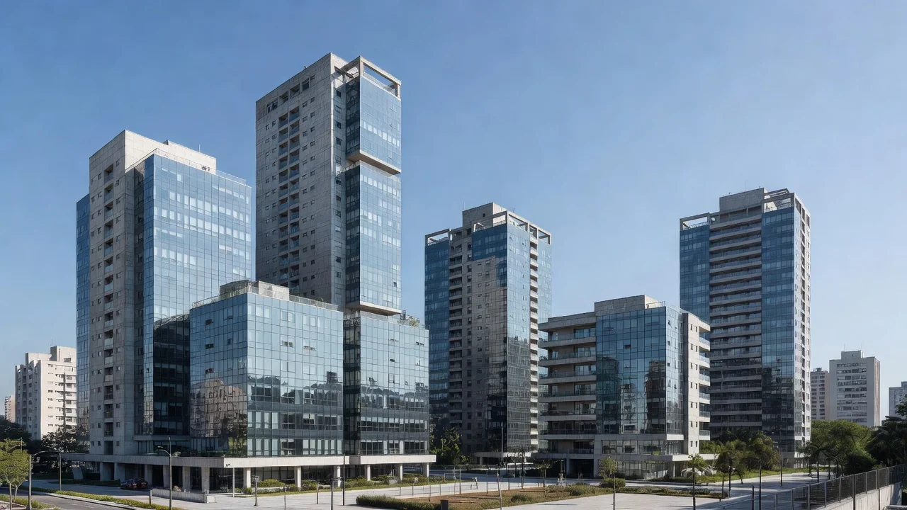 Edifícios modernos em São Paulo representando holdings imobiliárias e análise de IR sobre locação e venda de ativos.
