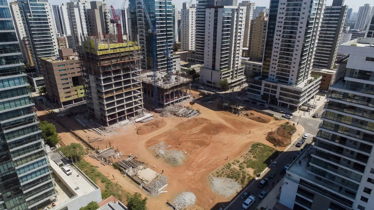 Terreno urbano e construções representando cap rate implícito via método residual em lançamentos imobiliários