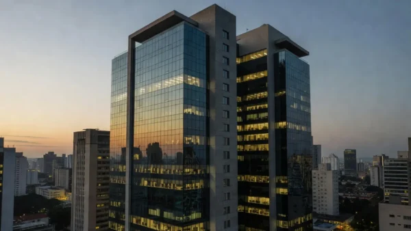 Edifício corporativo em São Paulo com alta ocupação para análise de retorno imobiliário alavancado