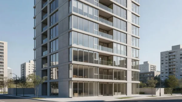 Edifício residencial moderno representando análise de yield por metro quadrado no mercado imobiliário