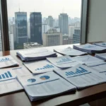 Documentos financeiros com análise de alíquotas de IR em holdings de locação