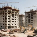 Canteiro de obras paralisado em incorporação imobiliária no Brasil