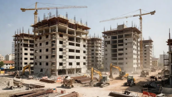 Canteiro de obras paralisado em incorporação imobiliária no Brasil