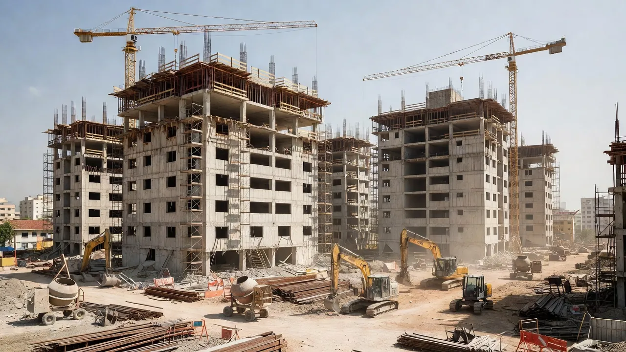 Canteiro de obras paralisado em incorporação imobiliária no Brasil