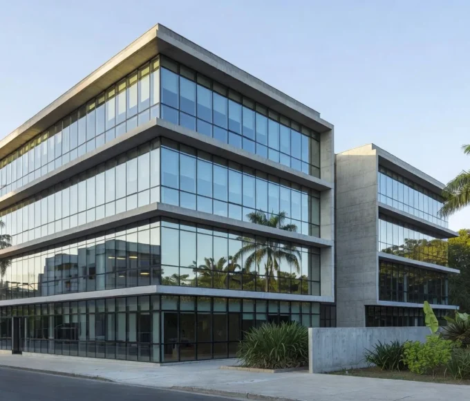 Edifício comercial com múltiplos locatários no Brasil, análise de ROI e sazonalidade em imóveis.