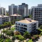 Complexo residencial brasileiro com tipologias para análise de preço de lançamento VGV