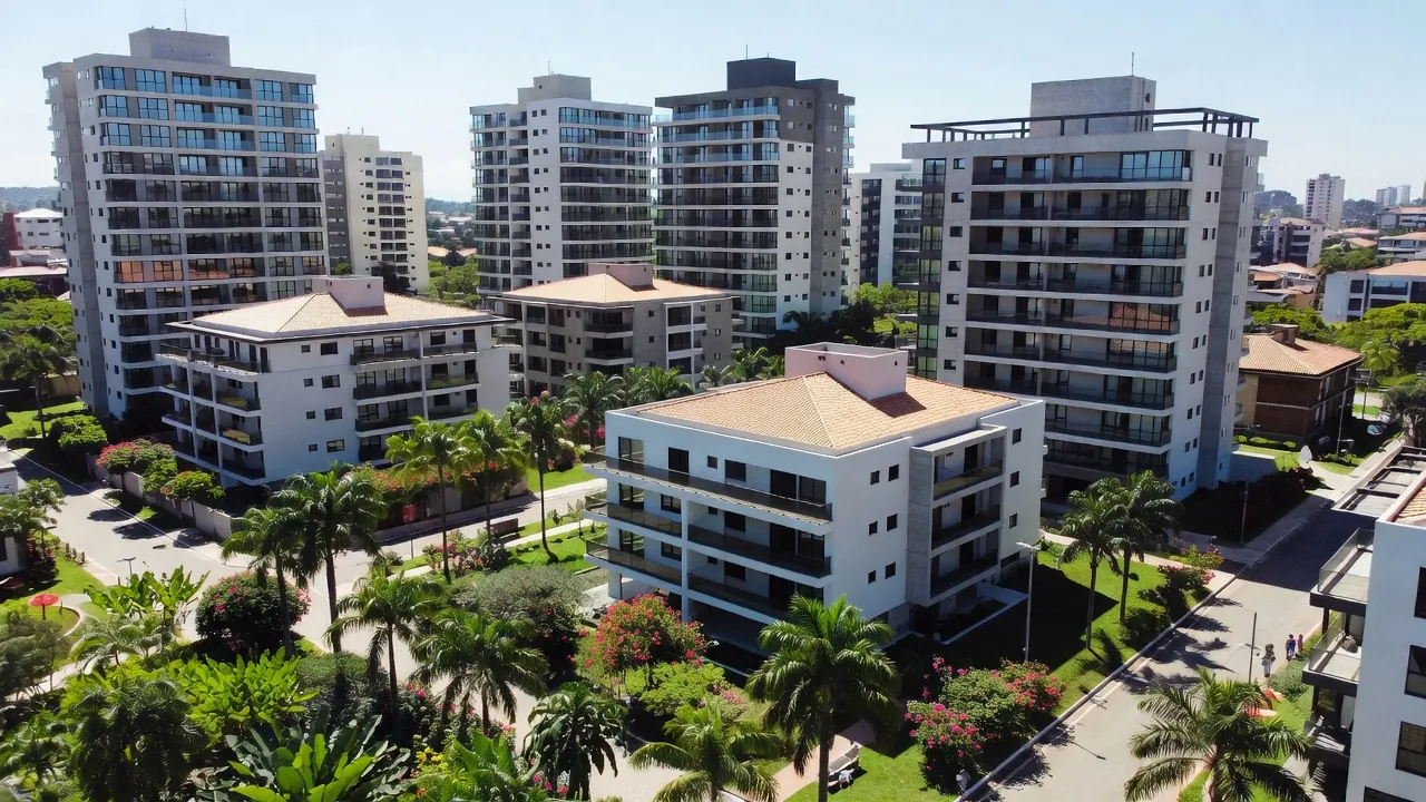 Complexo residencial brasileiro com tipologias para análise de preço de lançamento VGV